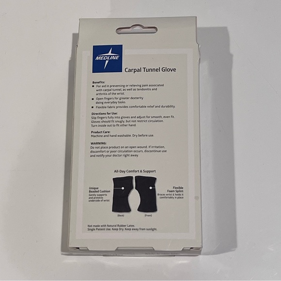 Medline Carpal Tunnel Glove Black Size Large NIB New - Picture 2 of 10